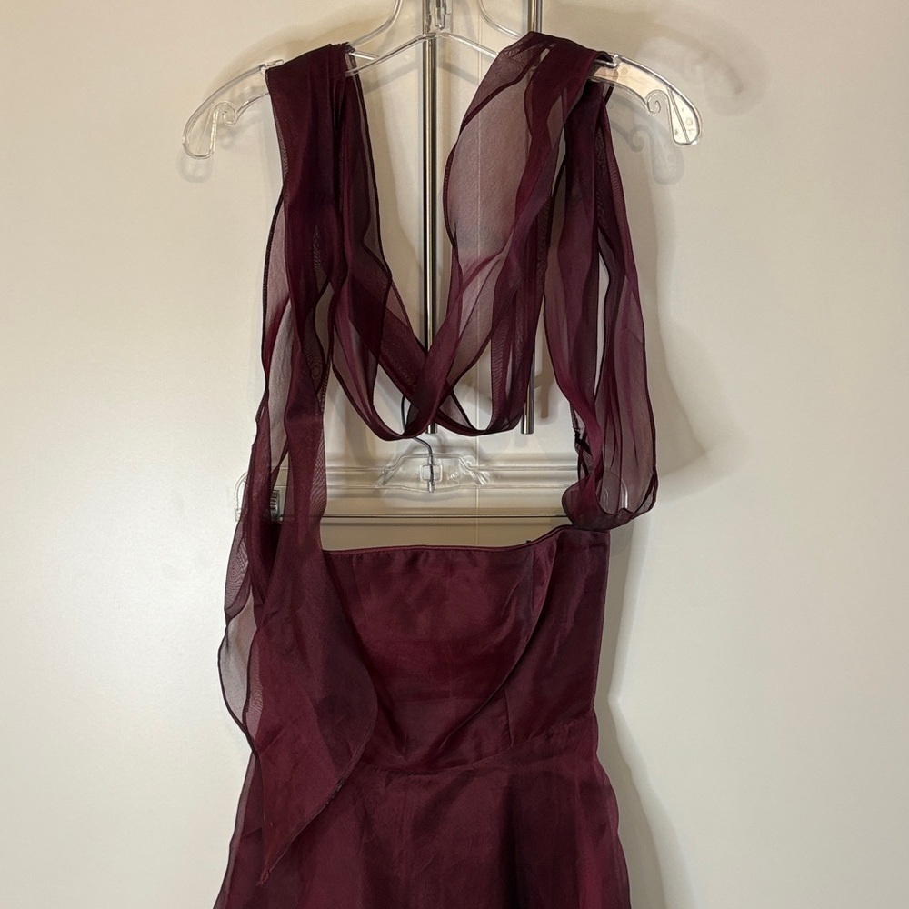 Vintage Elegant Burgundy Silk Strapless Dress by Jane Hamil | 2 - Picture 3 of 10
